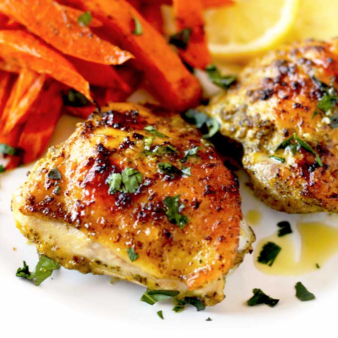Lemon Herb Roasted Chicken Thighs