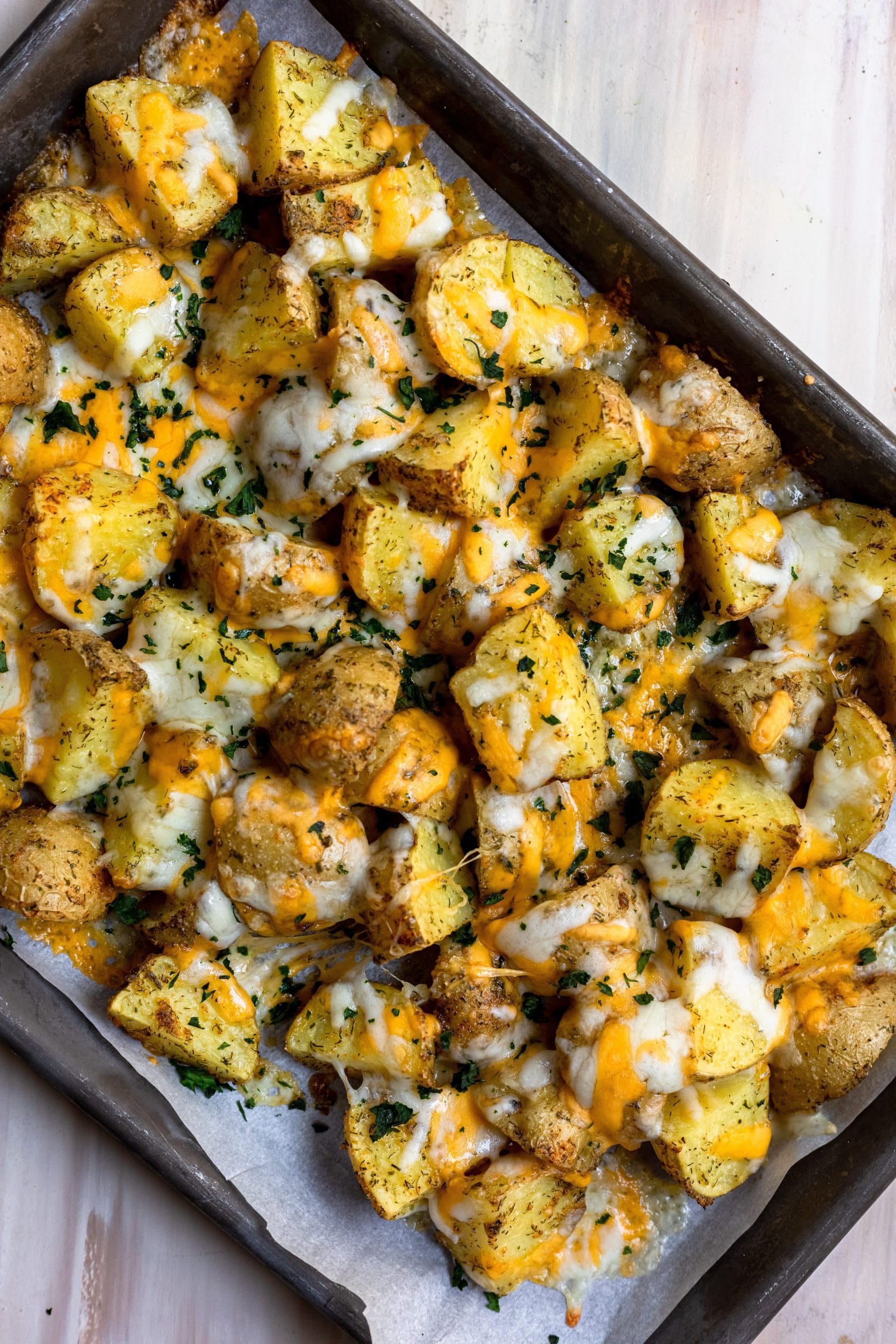 Sheet Pan Cheesy Ranch Potatoes