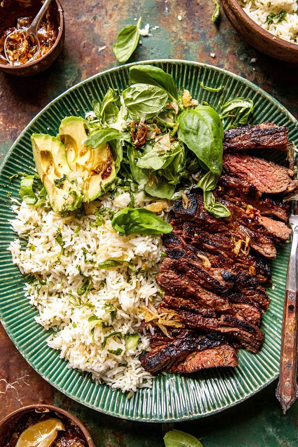 30 Minute Herby Lemon Garlic Steak and Rice