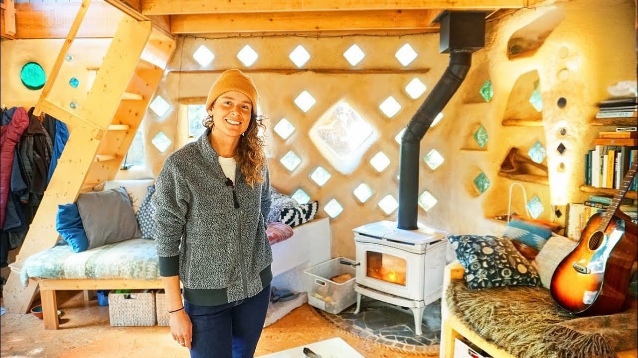 A Curvy Little Cob House a Snowboarder Actually Lives In