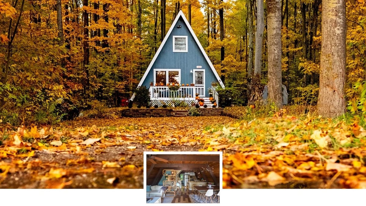 2-Bedroom A-Frame Cabin with Mid-Century Modern Style in Harbor Springs, Michigan (960 Sq. Ft. Floor Plan)