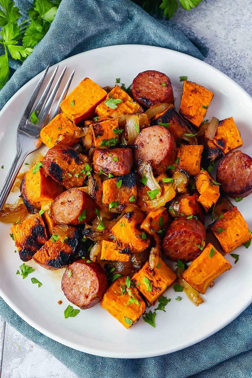 Sheet Pan Sausage and Sweet Potatoes