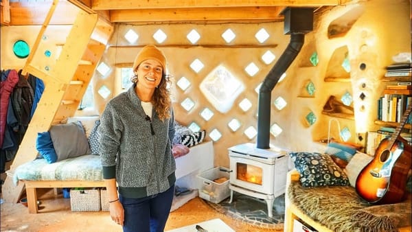 A Curvy Little Cob House a Snowboarder Actually Lives In