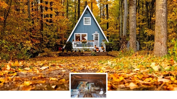 2-Bedroom A-Frame Cabin with Mid-Century Modern Style in Harbor Springs, Michigan (960 Sq. Ft. Floor Plan)