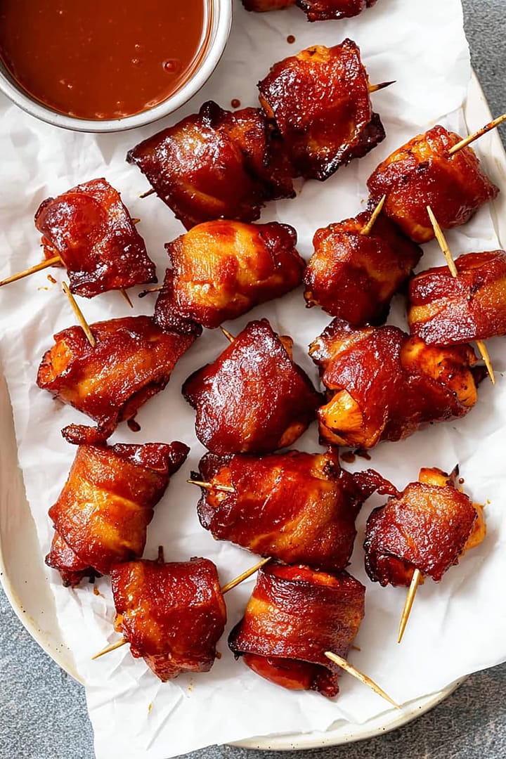 Bacon Wrapped BBQ Chicken Bites (Elvis Favorite)