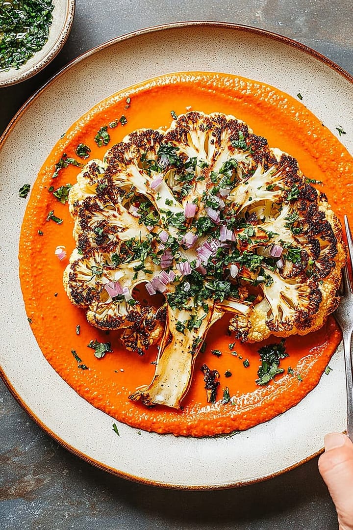 Cauliflower Steaks With Romesco Sauce